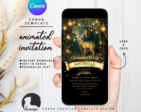 Animated Enchanted Evening Birthday Invitation