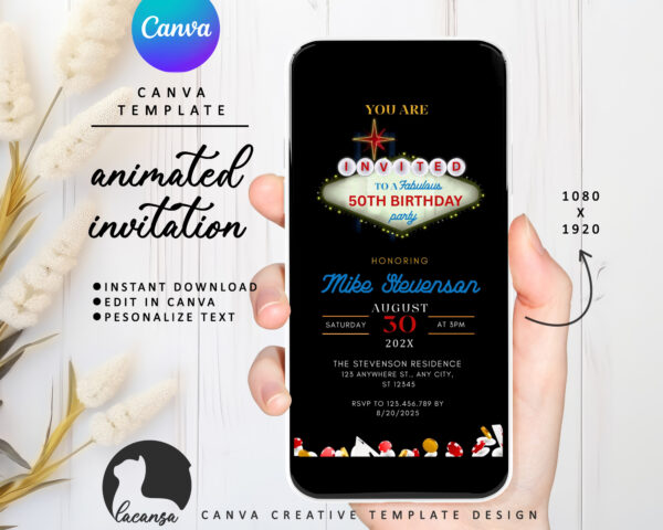 Animated Las vegas Casino Birthday Invitation Preview1