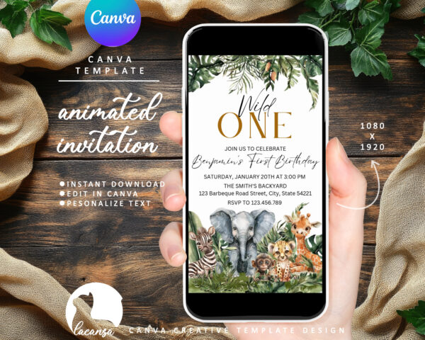 Animated Wild Safari Birthday Invitation Preview