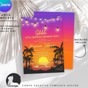 Beach sunset surprise birthday invitation preview3