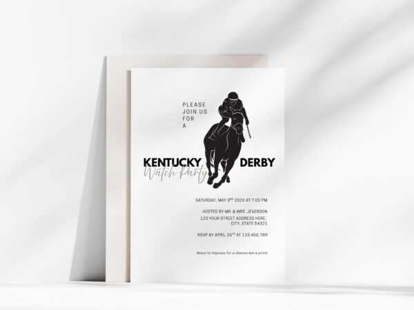 Kentucky Derby Watch Party White invitation