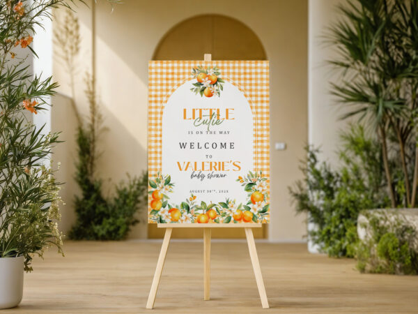 Orange Blossom Baby Shower welcome sign