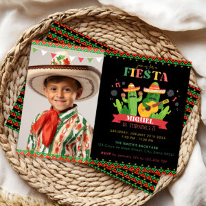 Printable Fiesta 7x5 Mexican Birthday Invitation