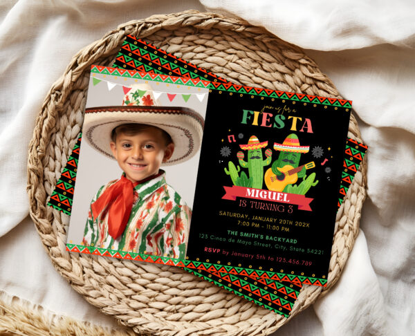 Printable 7x5 mexican fiesta birthday invitation