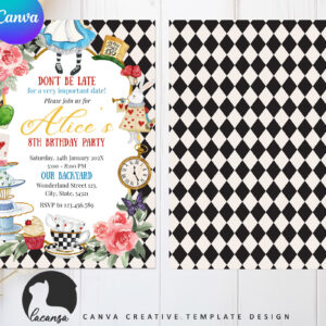 Printable Alice in Wonderland Invitation Invitation preview2