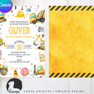 Printable Construction Birthday invitation preview1