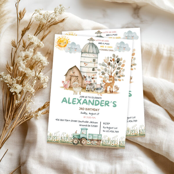 Printable Farm Birthday Invitation Preview1