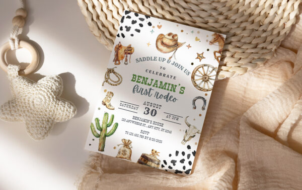 Printable First Rodeo Birthday Invitation Preview