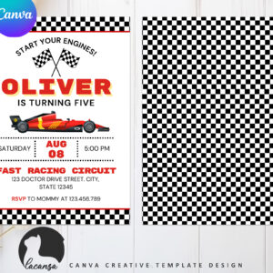 Printable Formula One Racing Birthday Invitation prewview2