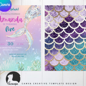 Printable Glittered Mermaid Birthday Invitation preview2