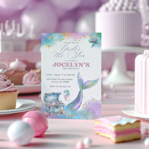 Printable Mermaid Under The Sea Invitation preview
