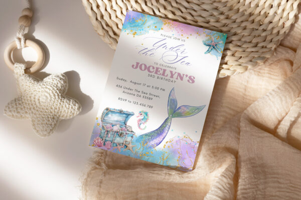 Printable Mermaid Under The Sea Invitation preview2