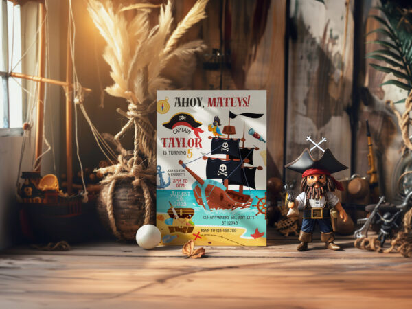 Printable Pirate birthday invitation preview1