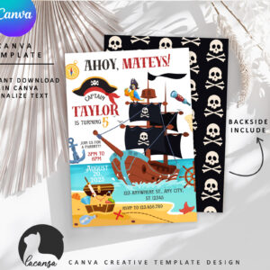 Printable Pirate birthday invitation preview2