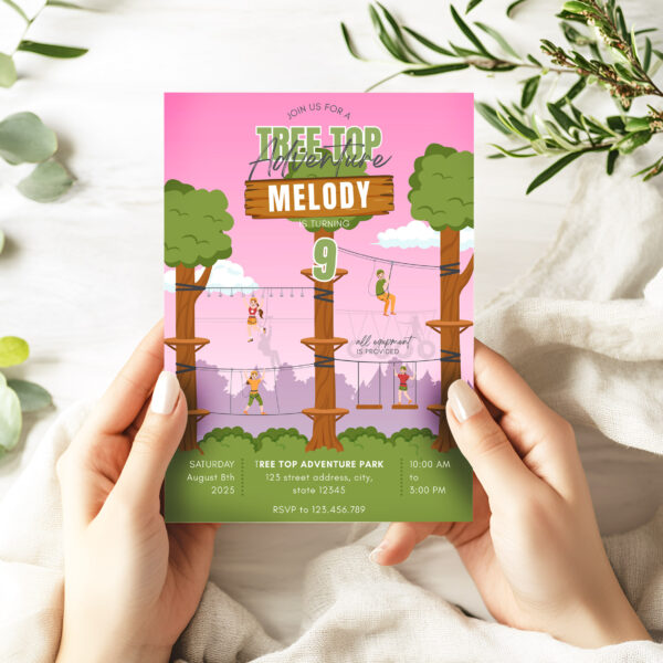Printable Tree Top Adventure pink preview1