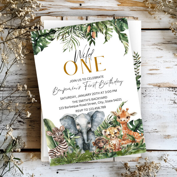 Printable Wild Safari Birthday Invitation Preview