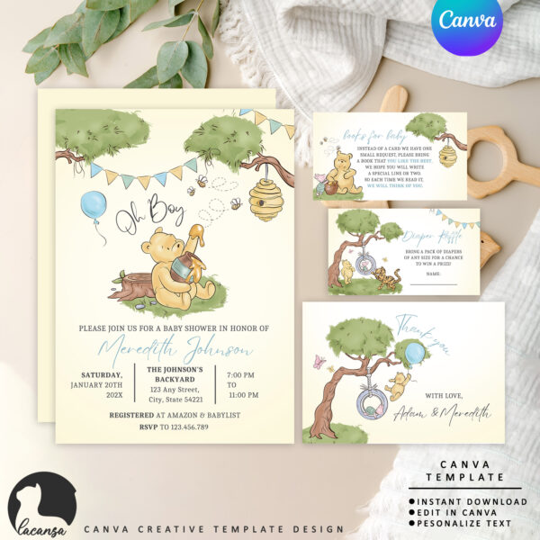 Printable baby shower Winnie the pooh preview