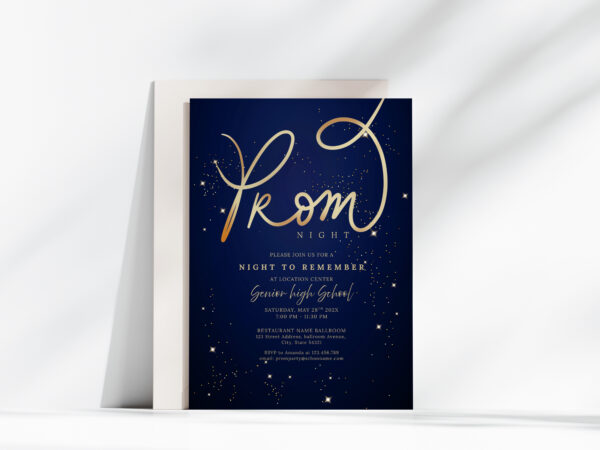 Printable prom blue invitation