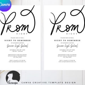 Printable prom white invitation preview3
