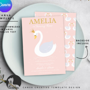 Printable Swan Princess Birthday Invitation