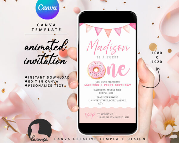 animated donut sweet one preview