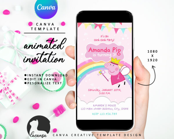 Animated Peppa Pig Birthday Invitation