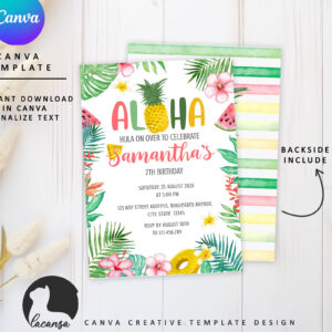 Printable ALOHA birthday invitation preview3