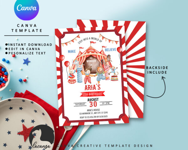Printable Circus Birthday Invitation Preview2